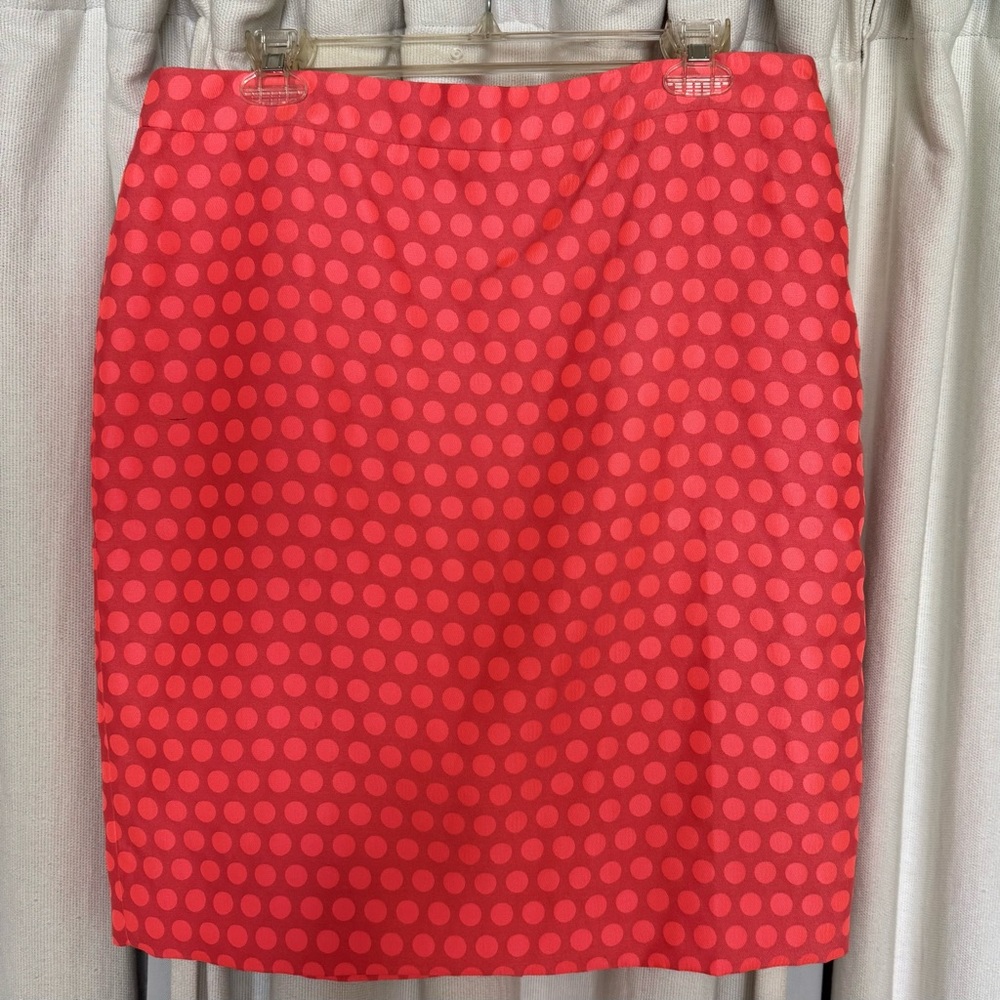 J.Crew | Pink & Coral Polka Dot Pencil Skirt | Size 12